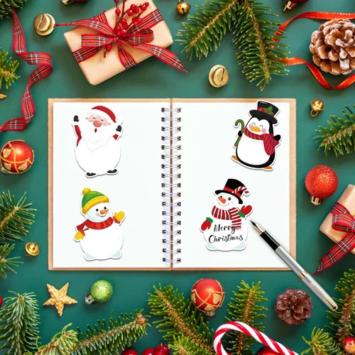 Miniatura 3 de 12 estilos, 240 páginas, notas adhesivas de Navidad, bloc de notas, muñeco de nieve, autoadhesivo, bloc de notas para Navidad, vacaciones, hogar