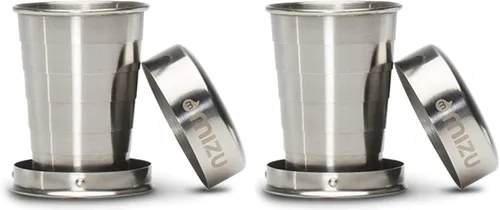 Mizu - Vaso de chupito plegable | 2 oz. Acero inoxidable | Sin BPA (W02AMZASGNS) (paquete de 2)