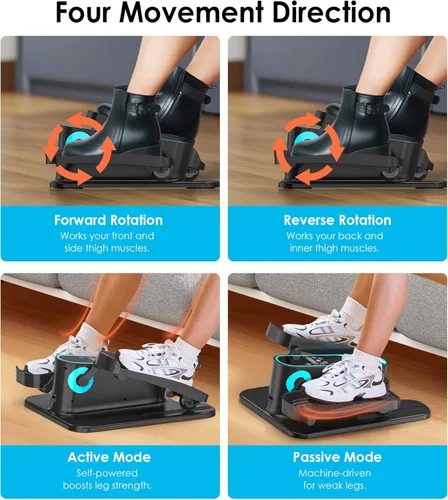 Miniatura 5 de Máquina elíptica para debajo del escritorio, máquina portátil de ejercicio de pedal sentado para personas mayores, ejercitador de piernas Elipse