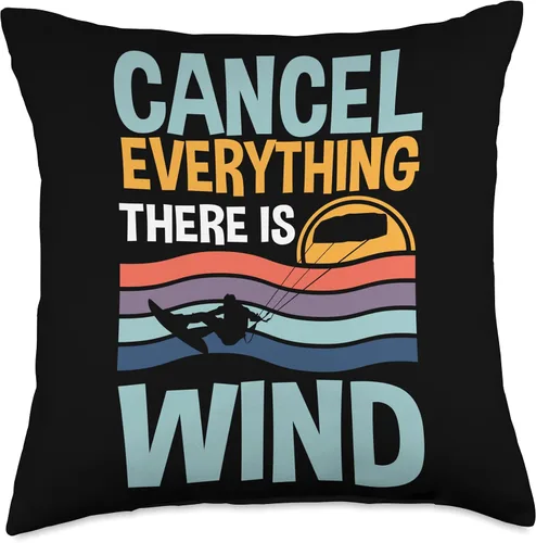 Miniatura 4 de Kitesurfing Cancel Everything There Is Wind Kiteboarding Throw Pillow