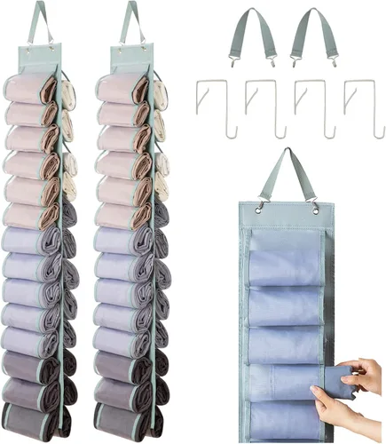 Miniatura 15 de DHSFKBE Organizador de Almacenamiento de Leggings - 2 PCS Organizador de Camisetas, Organizadores de Armario Colgantes y Almacenamiento con 16 Gris