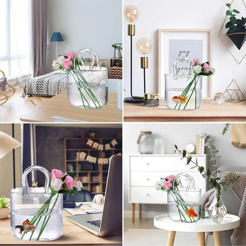 Miniatura 4 de Jarrón de bolsa de vidrio, bonito jarrón para flores, florero de vidrio, único para centros de mesa, decoración de mesa, decoración de boda, hogar