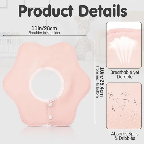 Miniatura 2 de JaGely Paquete de 12 baberos de algodón giratorios de 360° suaves y absorbentes para recién nacidos baberos para dentición y alimentación, baberos