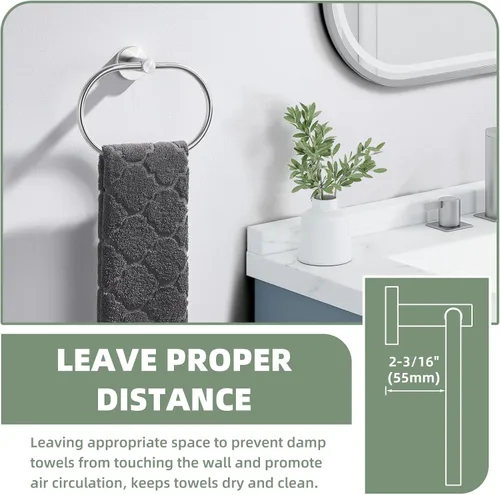 Miniatura 7 de Suyar - Toallero ovalado de níquel cepillado, toallero de mano para baño Acero inoxidable SUS304, montado en la pared Oval - Níquel cepillado