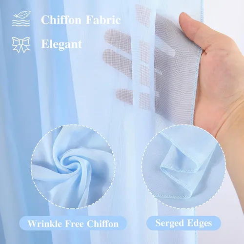Miniatura 2 de Tela drapeada para arco de boda, 2 paneles de 18 pies, cortina de telón de fondo transparente azul bebé, cortina de gasa para boda, arco, ceremonia
