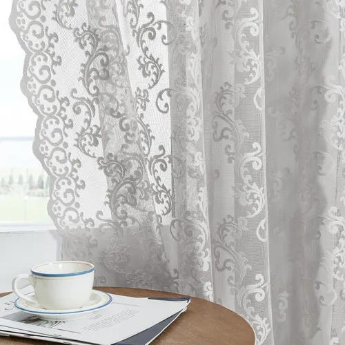 Miniatura 14 de Cortinas de encaje transparentes FOLKSIDE de 72 pulgadas de largo, juego de 2 cortinas florales victorianas de paisley para sala de estar, recámara