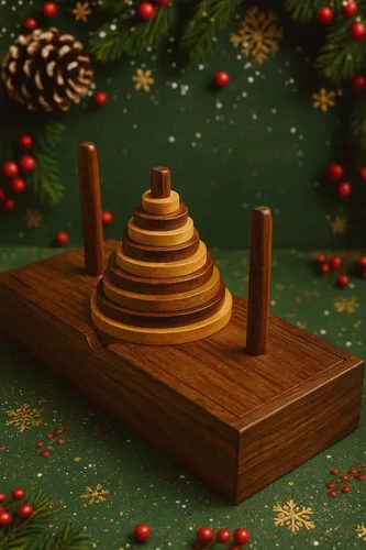 Miniatura 2 de TOSQP27 Gift Tower Hanoi Puzzle Brainteaser Juego Torre de Hanoi 9 anillos de madera mejor artesanal hecho a mano divertido juego para desafíos