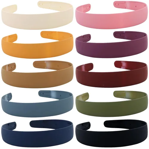 Wecoe 10 diademas de plástico con dientes de 1 pulgada de ancho, antideslizantes, cómodos, coloridos, accesorios para el cabello corto para mujeres