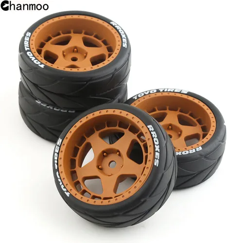 Miniatura 3 de 1/10 RC On Road Neumáticos hexagonales de 0.472 in, llantas de plástico y neumáticos de goma para 1:10 Rally Racing Drift Touring CarTamiya XV01