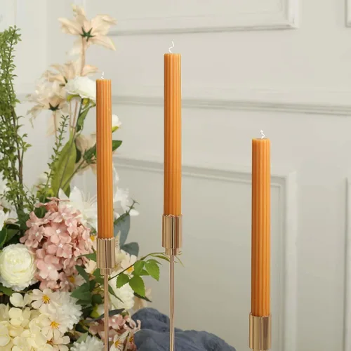 Miniatura 44 de Efavormart 12 Pack 11" Velas cónicas de cera de parafina de rosa mate de color oro rosa de alta calidad, velas de cena largas sin aroma, con mecha