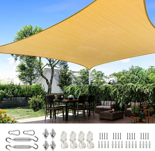 Quictent Toldo rectangular de polietileno de alta densidad de 10 x 13 pies, 98% de bloqueo UV, para patio al aire libre, jardín, con kit de Arena