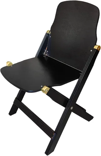 Silla de comedor plegable de mediados de siglo, sillas plegables de madera maciza, silla de gravedad cero para patio, porche, fiesta, evento (negro)