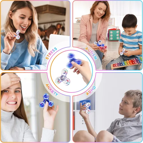 Miniatura 6 de Gigilli Fidget Spinners para Niños Paquete de 2, Juguetes Fidget Sensoriales con Luz para Adultos Niño 4-8-12, Brillan en la Oscuridad Juguetes TDAH