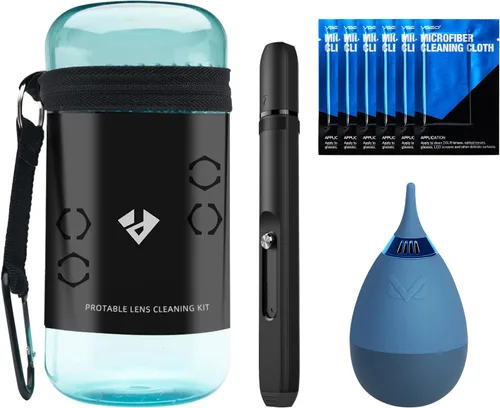 VSGO Kit de limpieza de cámara sin espejo 11 en 1 para cámaras Canon, Nikon, Sony, Samsung, Fuji DSLR, bolígrafo de limpieza de lente de soplador de