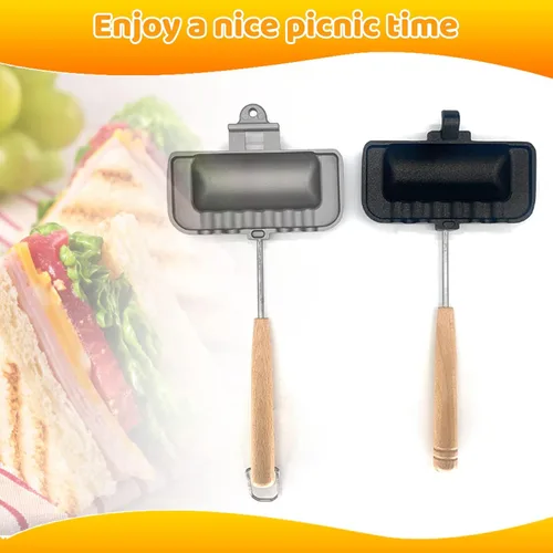 Miniatura 7 de Tefola Sartén de doble cara, sartén para hornear sándwich, sartén de aluminio con tapa abatible, sartén antiadherente de doble cara para panqueques