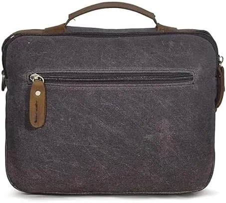 Miniatura 4 de Bolsa de mensajero de lona y cuero impermeable Bolso de hombro de cuero genuino con diseño de múltiples bolsillos regalos para hombres