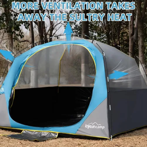 Miniatura 5 de LOYEAHCAMP Tienda de Campaña Blackout para 4 Personas, Montaje Fácil Tienda Domo Familiar Impermeable para Acampar con Sobretecho, Tienda Familiar