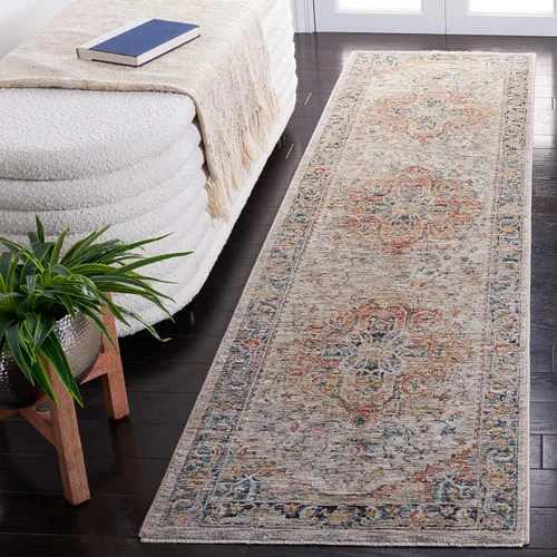 Miniatura 18 de SAFAVIEH Silverado Collection - Alfombra para pasillo, 2 x 8 pies, azul y óxido, diseño vintage envejecido, no desprende pelusa y de fácil cuidado