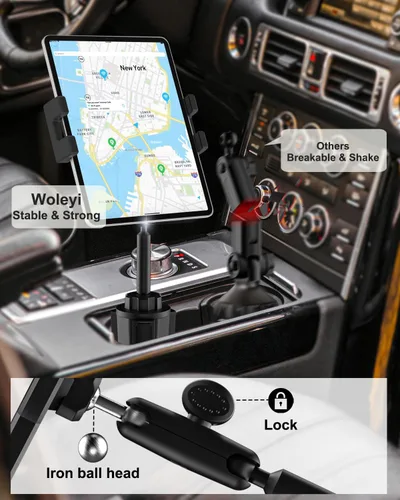 Miniatura 5 de Soporte para tablet para soporte de coche, brazo de metal, resistente, ajustable, para tableta, camión, accesorios para tabletas de 4 a 13 pulgadas