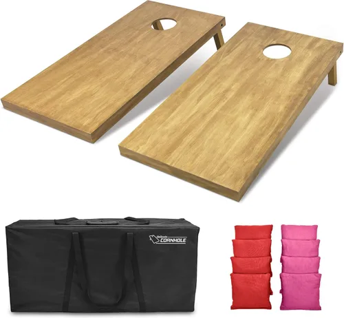 Miniatura 96 de GoSports 4 ft x 2 ft Regulation Size Wooden Cornhole Boards Set with Light Brown Finish - Includes Carrying Case and Bean Bags Negro- gris