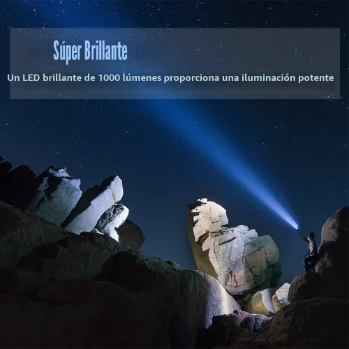 Miniatura 2 de YIERBLUE - Foco recargable, superbrillante, 1000 000 lúmenes, led, linterna, proyector de mano, 10 000 mAh, larga duración, linterna grande y Negro