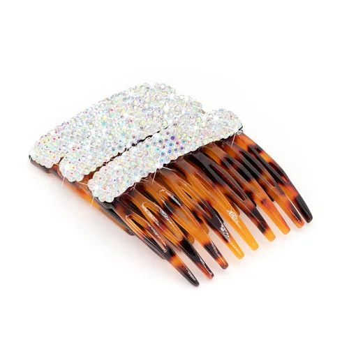 Miniatura 2 de 3 peines laterales brillantes para el cabello, hechos a mano, decoración de cristal, pequeños franceses, para mujeres y niñas, accesorios de peinado