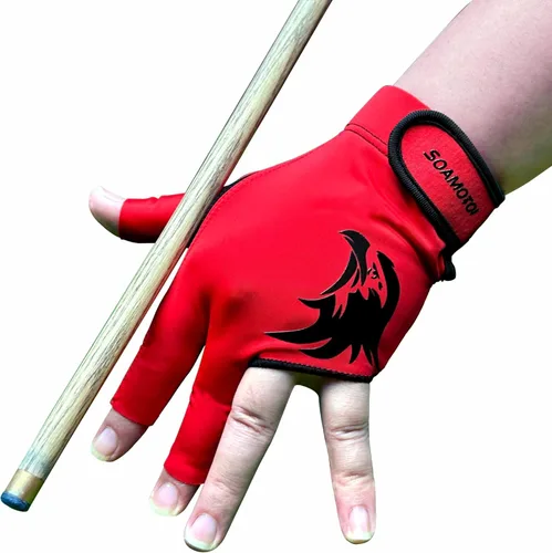 Miniatura 7 de Guante de piscina para mano izquierda, 3 dedos para diestros, guantes de billar transpirables, de secado rápido, guantes duraderos para taco de Verde