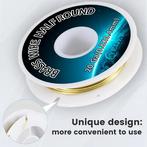 Miniatura 4 de Alambre de latón semicircular calibre 18 de 0.040 x 0.020 in, alambre para manualidades de joyería, 1.3 onzas, 31 pies para trabajo de metal