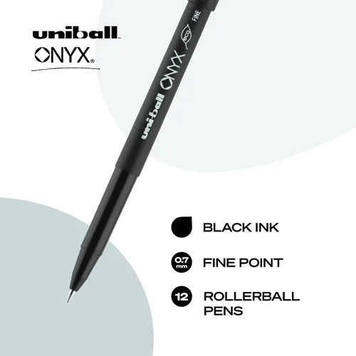 Miniatura 2 de Bolígrafos uniball Onyx de punta fina (0,7 mm), negro, pack de 12
