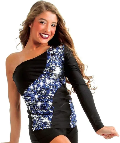 Miniatura 3 de Womens Asymmetrical Color-Change Sequin Dance Costume Top