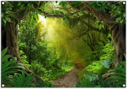 Telón de fondo de fotografía de bosque de selva tropical de 7 x 5 pies, paisaje natural, safari, decoración de fiesta para niños y adultos,