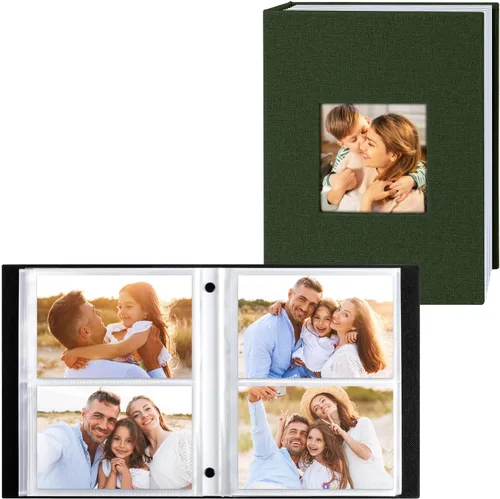 Miniatura 21 de Ywlake Álbum de fotos de 4 x 6 pulgadas, 50 bolsillos, paquete de 2 unidades, mini capacidad de lino de pequeña capacidad, cada paquete tiene