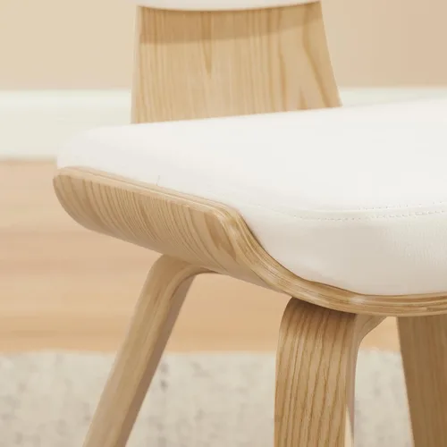 Miniatura 8 de Art Leon Juego de 2 sillas de comedor modernas de mediados de siglo, sillas de comedor tapizadas de piel sintética sin brazos con patas de madera