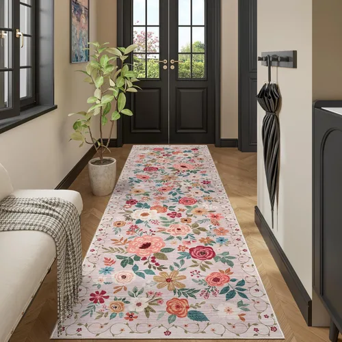 Miniatura 134 de DUKINO Alfombra de área de 6 x 9 pies, alfombra floral para sala de estar, ligera, antideslizante, lavable, alfombra de interior de pelo bajo