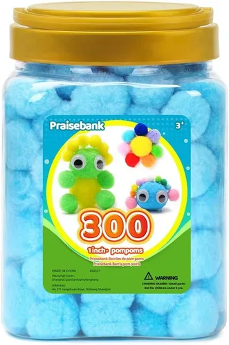 Miniatura 27 de Praisebank 300 pompones de 1 pulgada para artes y manualidades, manualidades en tarro