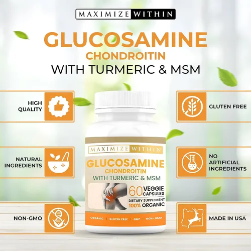 Miniatura 9 de Condroitina de glucosamina con cúrcuma y MSM para articulaciones saludables, 60 cápsulas vegetales (paquete de 2)