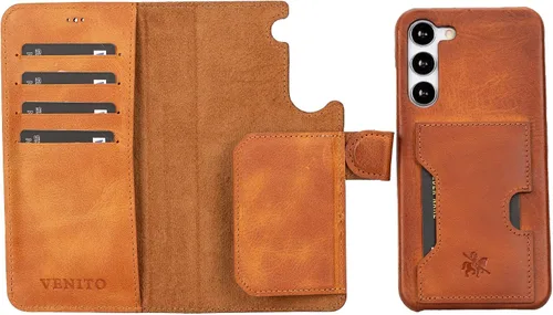 Miniatura 60 de Venito Florence - Funda de piel compatible con Samsung Galaxy S9, extra segura con bloqueo RFID, cartera desmontable para teléfono (gris decolorado)