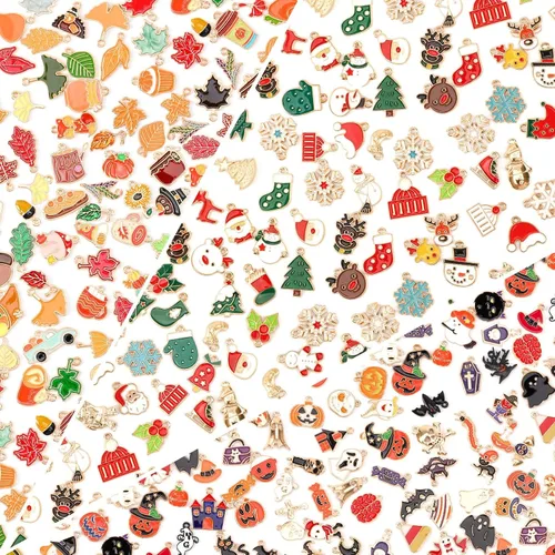 Miniatura 15 de SANNIX 350 piezas al por mayor de lote de joyería para hacer abalorios surtidos colgantes para bricolaje, collar, pulsera, pendientes, suministros