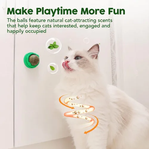 Miniatura 4 de Potaroma Pelotas de juguetes de hierba gatera, 4 unidades, bola energética extra para gatos, juguetes comestibles de vid plateada para gatos lamen
