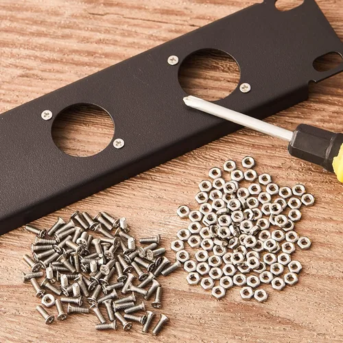 Miniatura 6 de Kit de tornillos y tuercas para panel Serie D, 50 piezas, conector de montaje en panel, tornillos M2.0.197 x 0.315 in, acero inoxidable, soportes