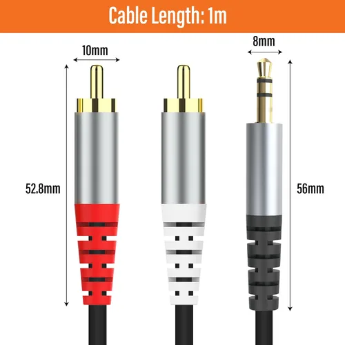 Miniatura 6 de HIEbee - Cable AUX de RCA a 3,5 mm, (1 m/3,3 pies) adaptador de conector de auriculares de 3,5 mm 1/8 a RCA de 2 machos divisor Y cordón de audio