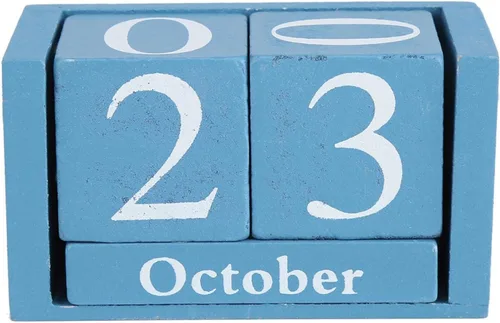 Yosoo Health Gear Calendario de escritorio con fecha cambiable diaria, calendario perpetuo vintage de madera para uso en una cafetería, restaurante,