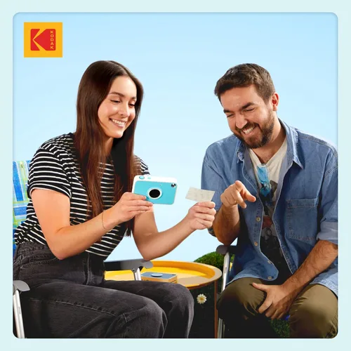 Miniatura 12 de Kodak Printomatic+ Paquete de inicio de cámara digital de impresión instantánea + funda de transporte + papel fotográfico Zink con parte trasera Azul