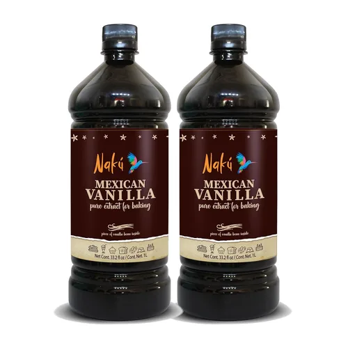 Miniatura 8 de Naku Extracto de vainilla mexicana, puro y tradicional con un trozo de vainilla en el interior, perfecto para hornear, postres (8.3 onzas)