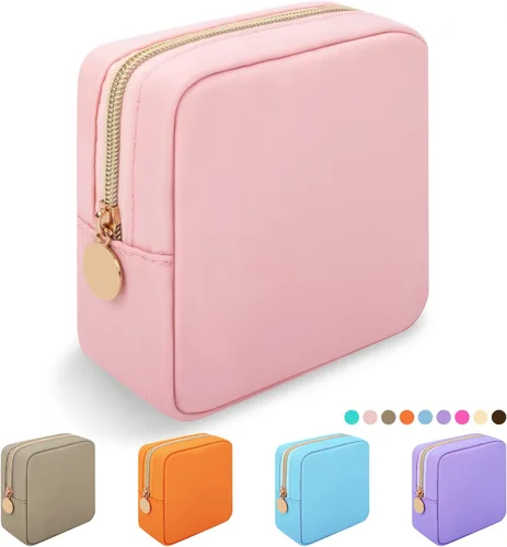 Miniatura 7 de Iqimott Bolsa Grande de Maquillaje de Nylon para Viaje, Bolsa de Cosméticos Preppy Grande Organizadora de Maquillaje de Nylon Bolsa de Artículos