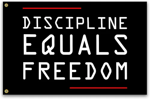 Bandera de disciplina igual a la libertad de 3 x 5 pies, banderas motivacionales para el hogar, gimnasio, pared, fitness, banderas inspiradoras para