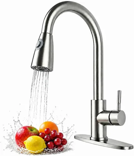 Miniatura 11 de Grifo de fregadero de barra de cocina de bajo perfil negro mate, cabezal rociador extraíble de una sola manija, grifo de preparación de agua