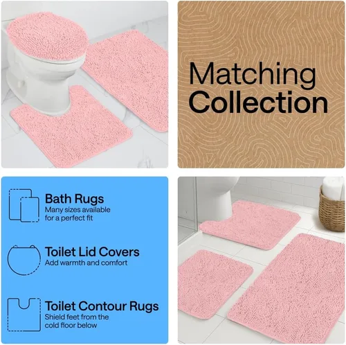 Miniatura 371 de Gorilla Grip - Tapete de baño de felpilla gruesa, suave y absorbente, secado rápido, de microfibra, con reverso de caucho, para piso de ducha, Nube