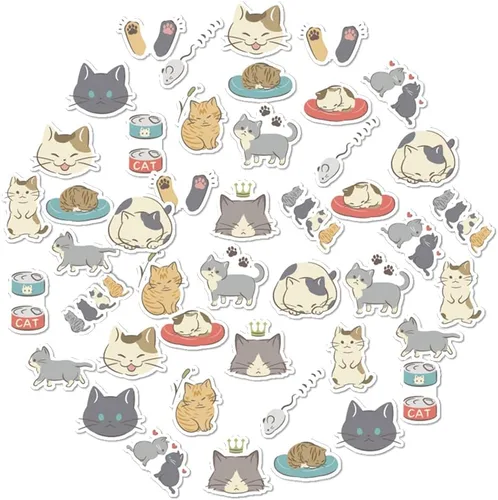 Miniatura 12 de 45 piezas de lindas calcomanías de gato para álbumes de recortes, diario de viñetas, decoración DIY, planificadores, maletas, diario, cuadernos