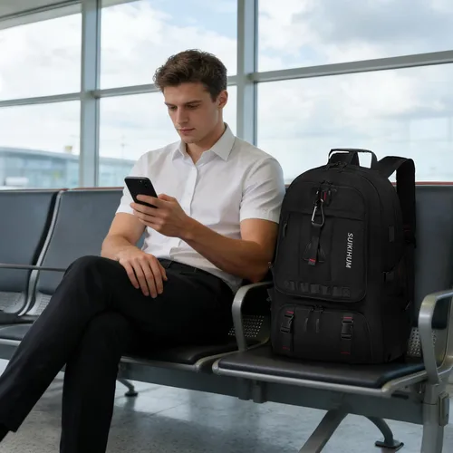 Miniatura 7 de Mochila de viaje de 45 litros aprobada por la TSA con compartimento para zapatos y separación en seco y húmedo, bolsa para laptop de 18.4 pulgadas